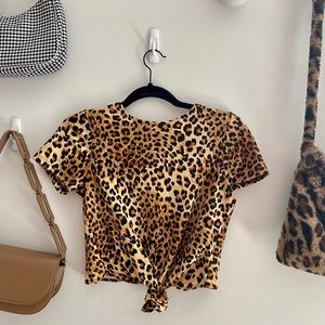 Leopard tie top